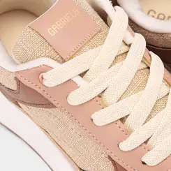 Tênis Casual Feminino Gabriela Flatform Recortes Em Camurça Bege