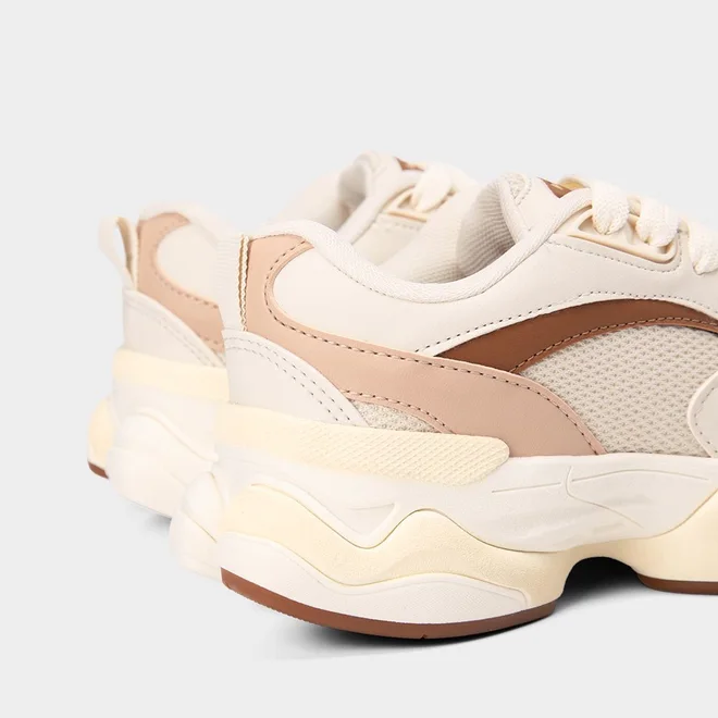 Tênis Chunky Feminino Logus Recorte Off White & Nude