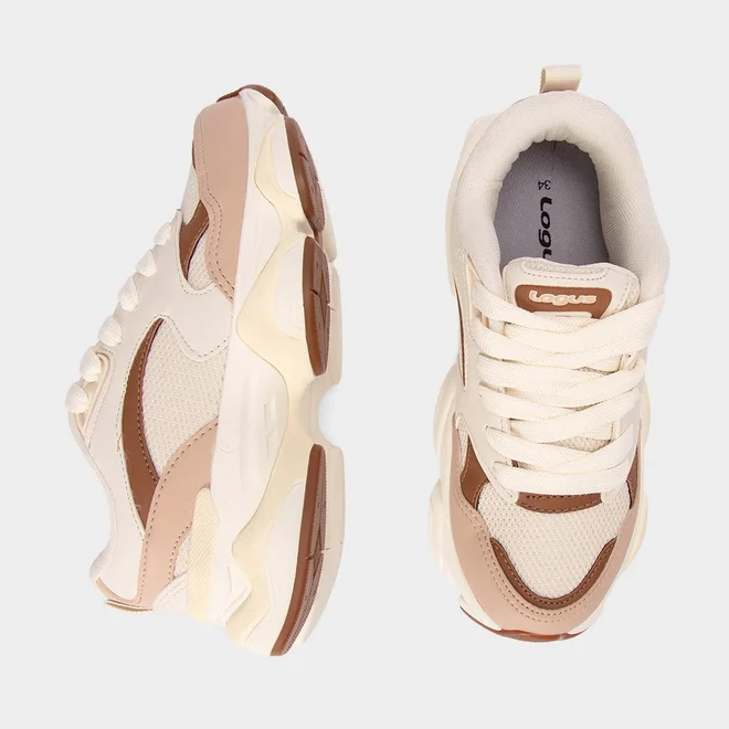 Tênis Chunky Feminino Logus Recorte Off White & Nude
