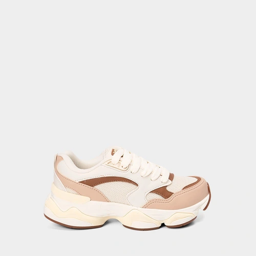 Tênis Chunky Feminino Logus Recorte Off White & Nude