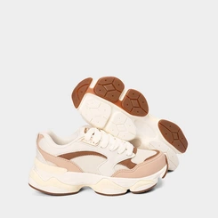 Tênis Chunky Feminino Logus Recorte Off White & Nude