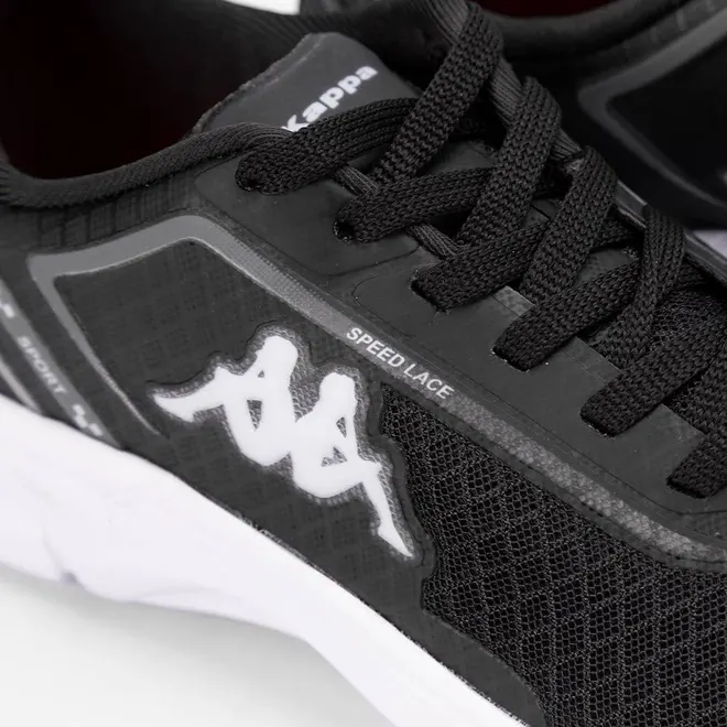 Tênis Esportivo Masculino Kappa Run 200 Preto & Branco