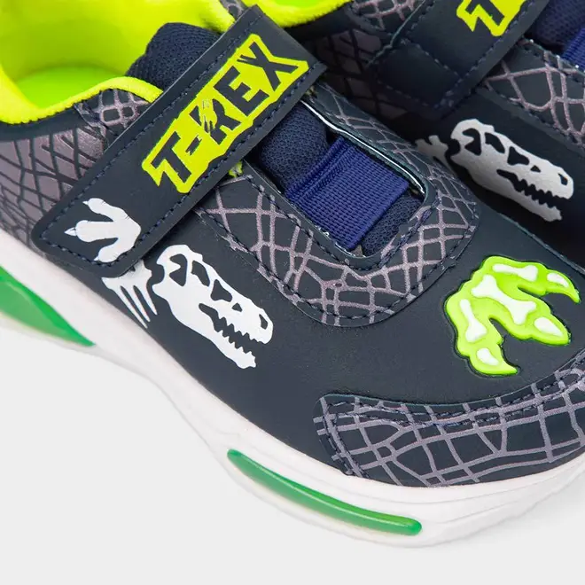 Tênis Infantil Vertus Jogging Dinossauro Com Led Marinho