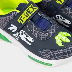 Tênis Infantil Vertus Jogging Dinossauro Com Led Marinho