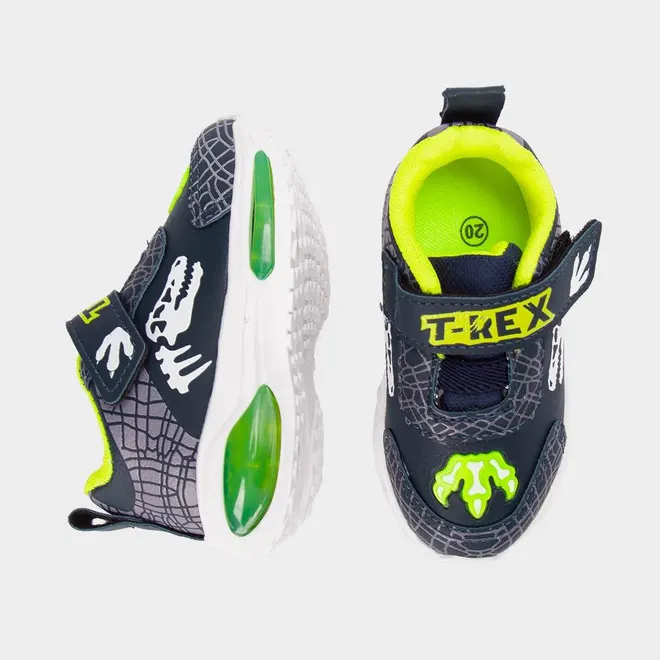 Tênis Bebê Vertus Jogging Dinossauro Com Led Marinho