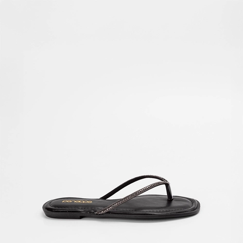 Rasteira De Dedo Feminina Penélope Strass Preto