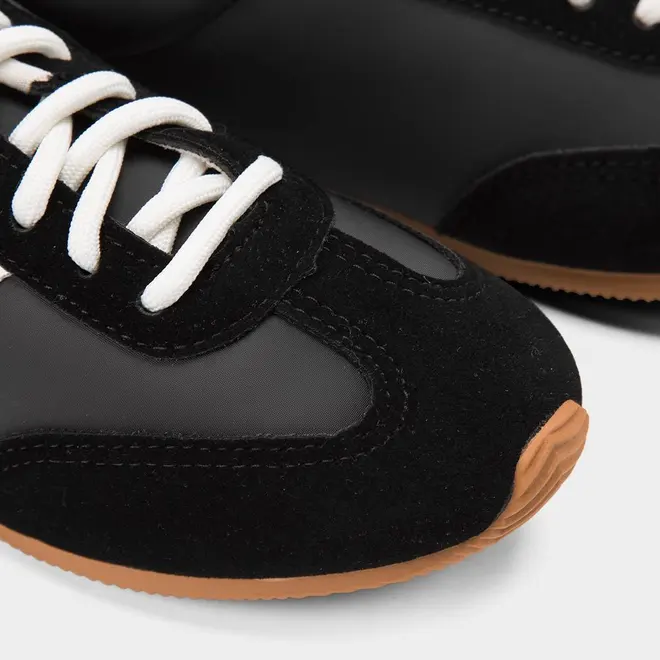 Tênis Casual Feminino Gabriela Retrô Recortes Nobuck Preto & Branco