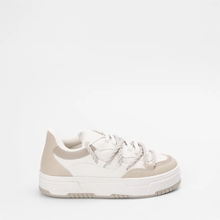 Tênis Casual Feminino Gabriela Detalhe Cordão Off-White
