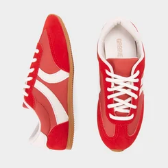 Tênis Casual Feminino Gabriela Retrô Recortes Nobuck Vermelho