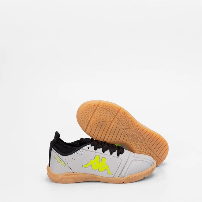 Chuteira Infantil Futsal Kappa Neon Prata