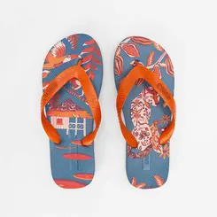 Chinelo Feminino Gabriela Tropical Original Azul & Laranja