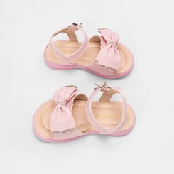 Sandália Bebê Gabrielinha Detalhe Laço Strass Rosa