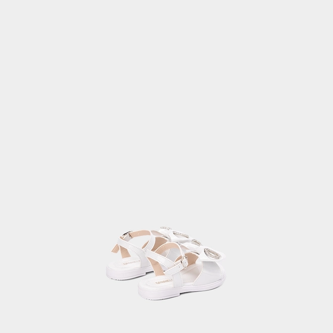 Sandália Bebê Gabrielinha Duplo Laço Strass Verniz Branco