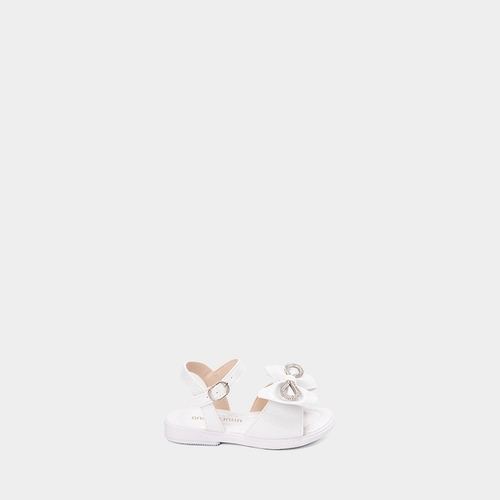 Sandália Bebê Gabrielinha Duplo Laço Strass Verniz Branco