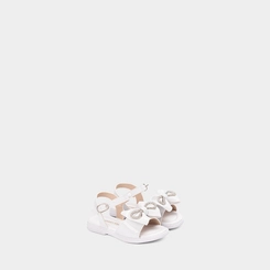 Sandália Bebê Gabrielinha Duplo Laço Strass Verniz Branco