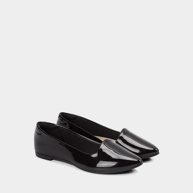 Sapatilha Feminina Moleca Bico Fino Verniz Preto