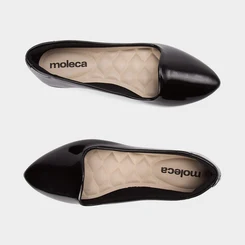 Sapatilha Feminina Moleca Bico Fino Verniz Preto