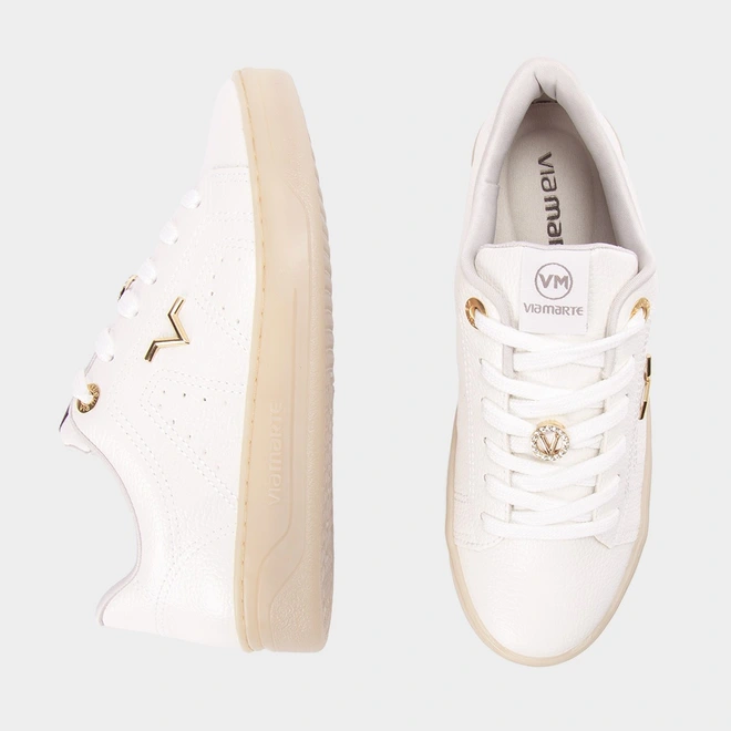 Tênis Viamarte Casual Pespontos Branco