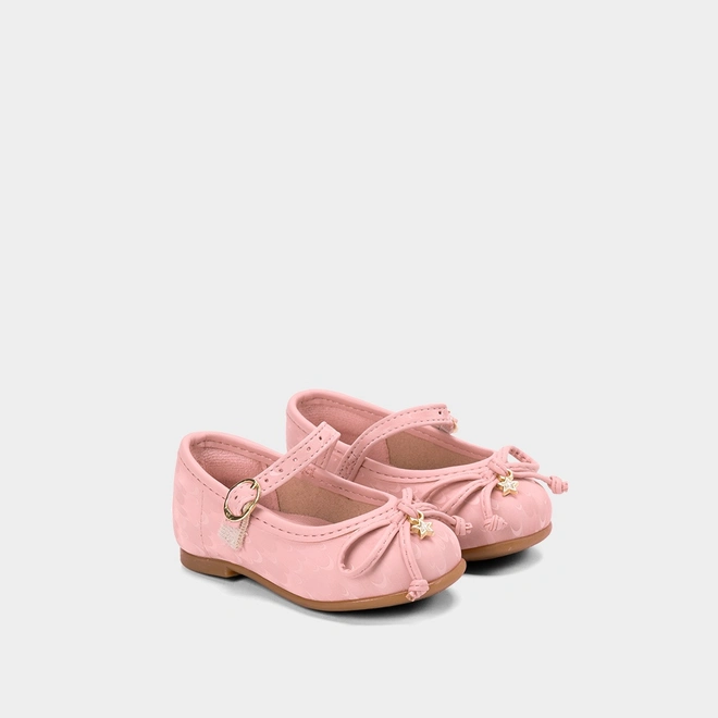 Sapatilha Boneca Molekinha Bebê Laço Pingente Estrela Rosa