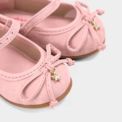 Sapatilha Boneca Molekinha Bebê Laço Pingente Estrela Rosa