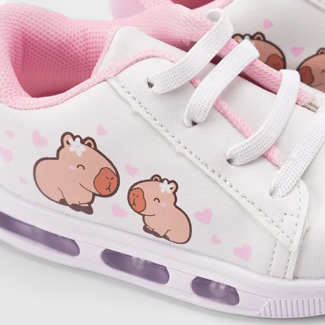 Tênis Bebê Gabrielinha Capivara Led Branco