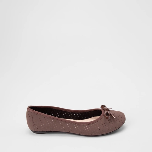 Sapatilha Feminina Moleca Laço Perfuros Nobuck Marrom