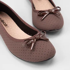 Sapatilha Feminina Moleca Laço Perfuros Nobuck Marrom