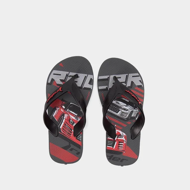 Chinelo Infantil Rider Street Joy Estampa Carros Preto & Vermelho