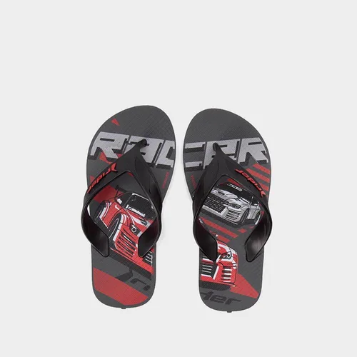 Chinelo Infantil Rider Street Joy Estampa Carros Preto & Vermelho