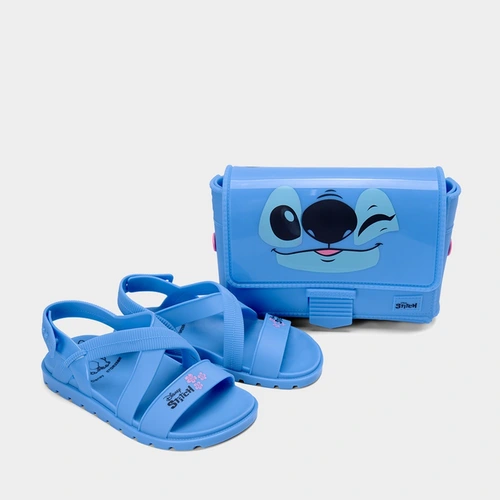 Sandália Infantil Grendene Kids + Brinde Bolsa Do Stitch Azul