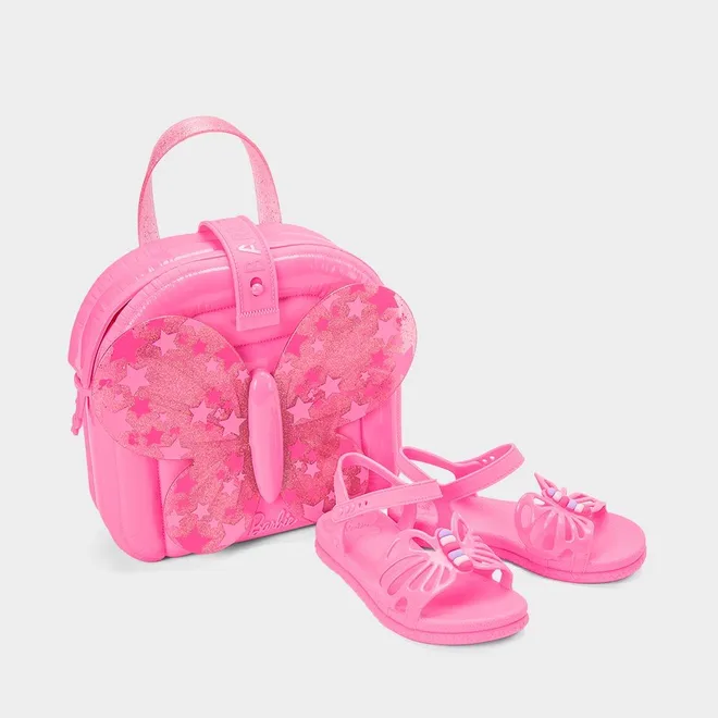 Sandália Infantil Grendene Kids Barbie + Brinde Mochila Borboleta Rosa