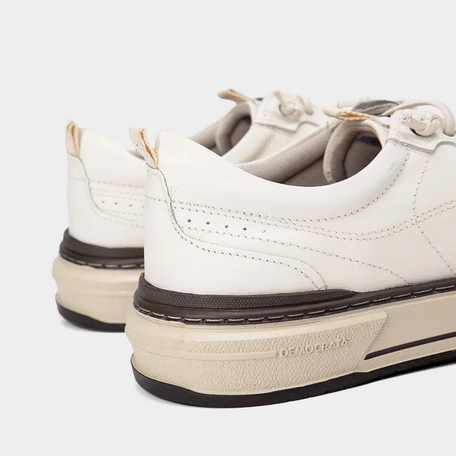 Tênis Casual Masculino Democrata Foster Couro Off White