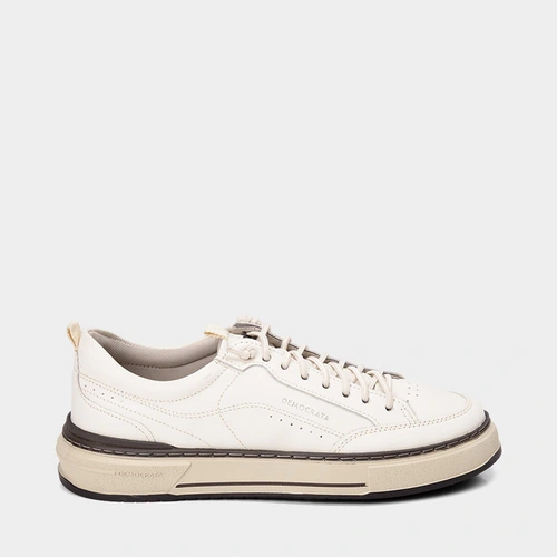 Tênis Casual Masculino Democrata Foster Couro Off White