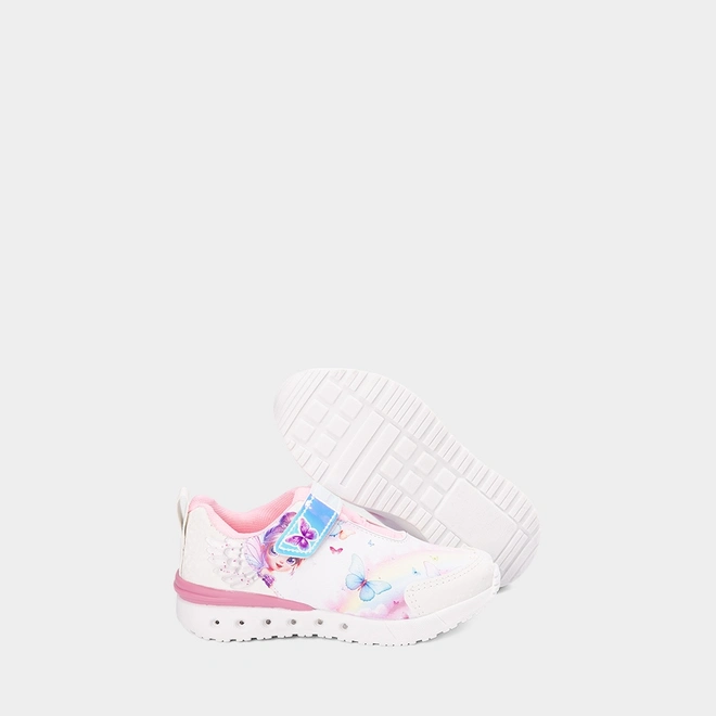Tênis Casual Infantil Gabrielinha Contato Holográfico Led Branco & Rosa