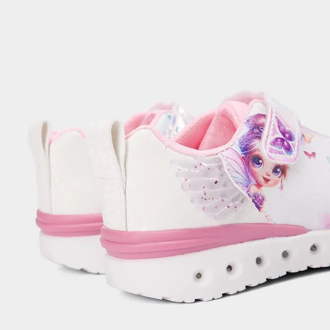 Tênis Casual Infantil Gabrielinha Contato Holográfico Led Branco & Rosa