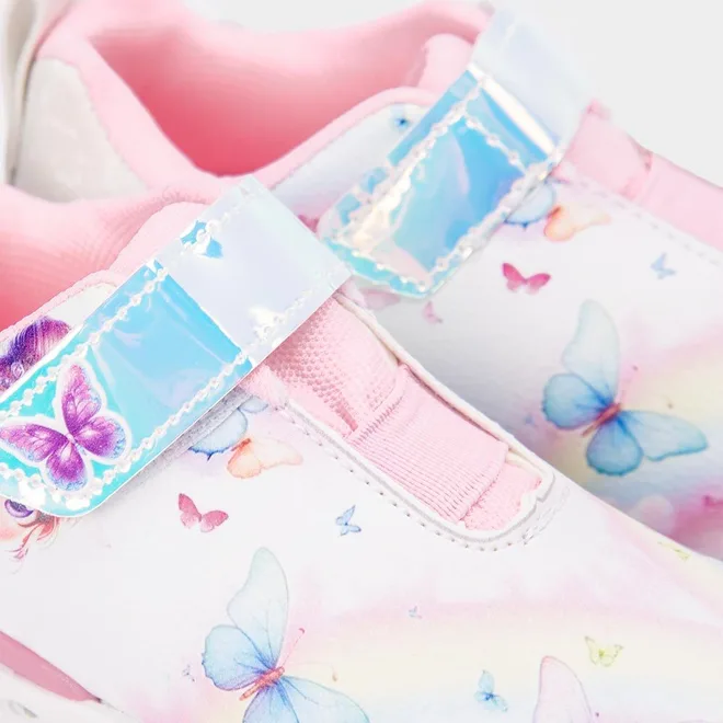 Tênis Casual Infantil Gabrielinha Contato Holográfico Led Branco & Rosa