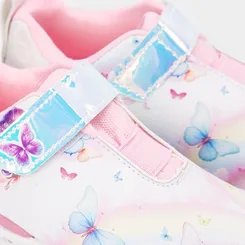Tênis Casual Infantil Gabrielinha Contato Holográfico Led Branco & Rosa