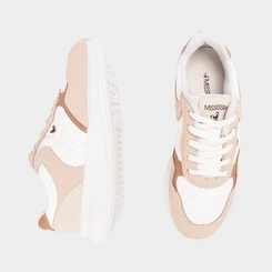 Tênis Casual Feminino MIssissipi Recortes Branco & Bege