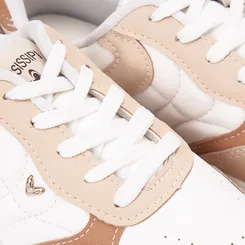 Tênis Casual Feminino MIssissipi Recortes Branco & Bege