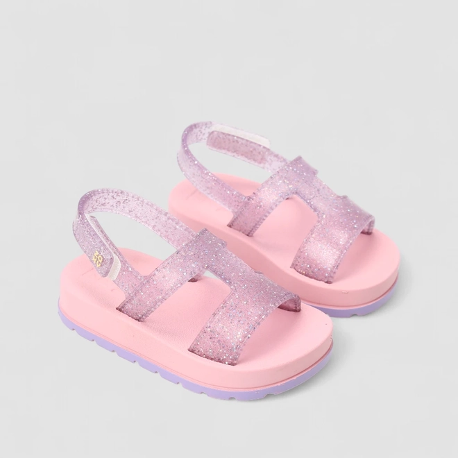 Sandália Infantil Zaxy Glitter Rosa & Lilás