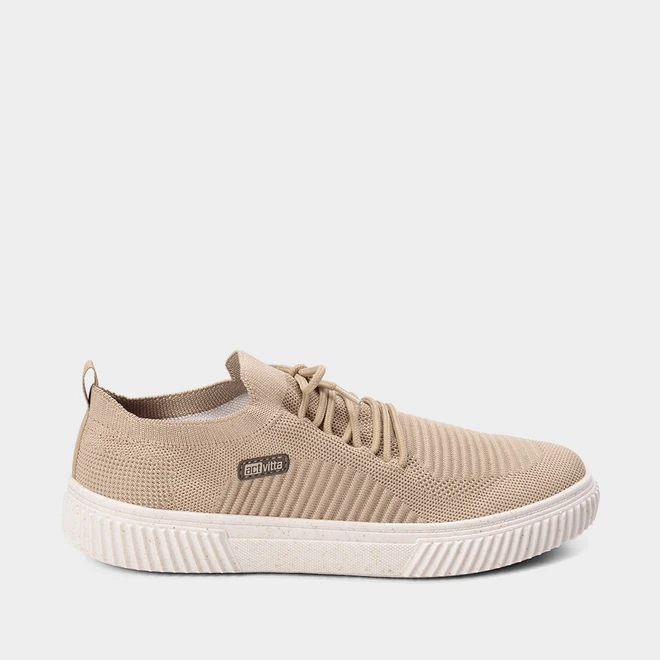 Tênis Casual Masculino Actvitta Gaspea Knit Bege