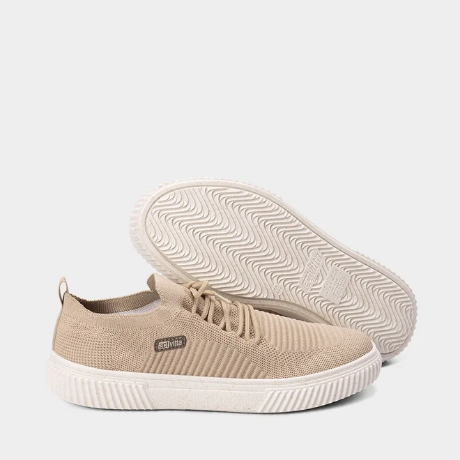 Tênis Casual Masculino Actvitta Gaspea Knit Bege