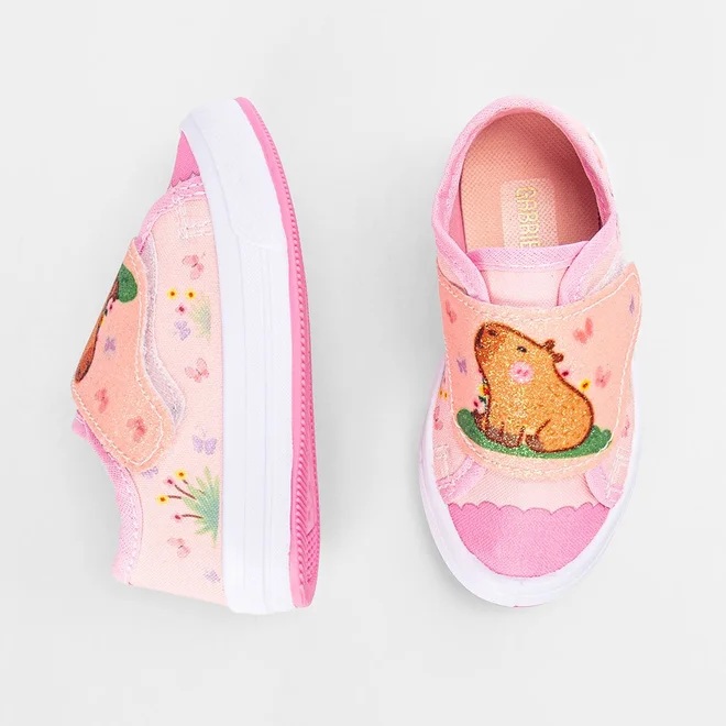 Tênis Casual Bebê Gabrielinha Capivara Glitter Rosa