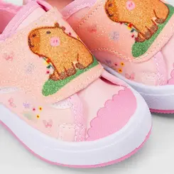 Tênis Casual Bebê Gabrielinha Capivara Glitter Rosa
