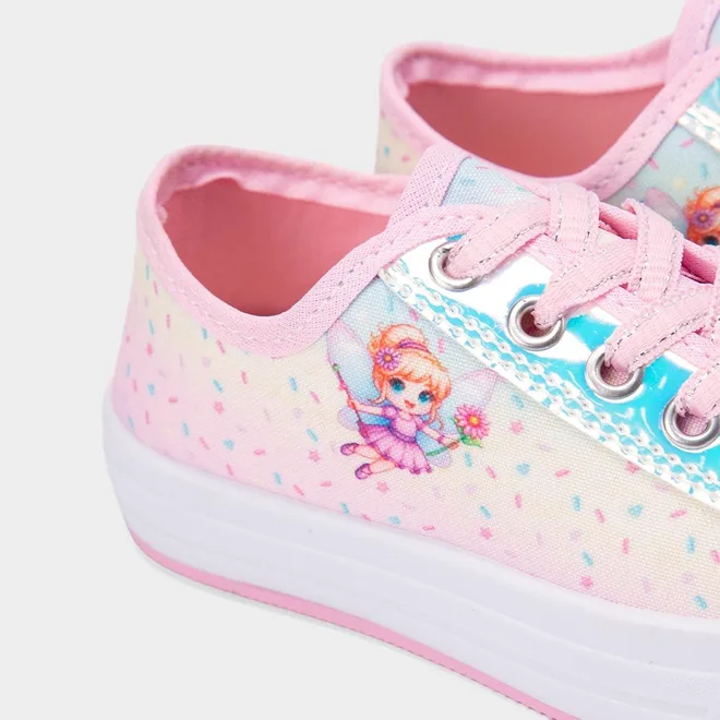 Tênis Casual Infantil Gabrielinha Fadinha Holográfico Rosa