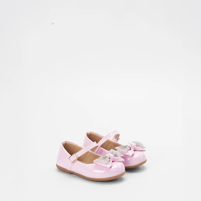 Sapatilha Boneca Infantil Gabrielinha Duplo Laço Strass Rosa