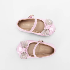 Sapatilha Boneca Infantil Gabrielinha Duplo Laço Strass Rosa