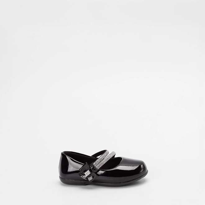 Sapatilha Boneca Gabrielinha Tira Dupla Strass Preto