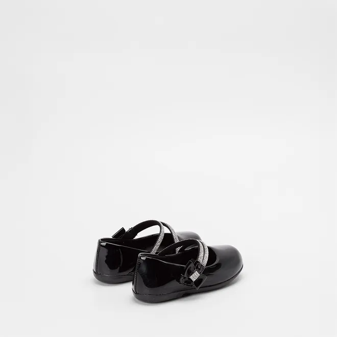 Sapatilha Boneca Gabrielinha Tira Dupla Strass Preto