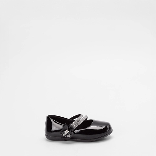 Sapatilha Boneca Gabrielinha Tira Dupla Strass Preto